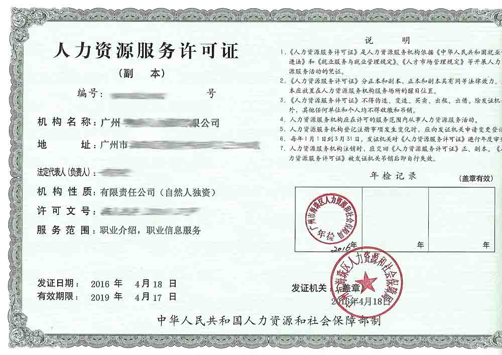 人力資源服務許可